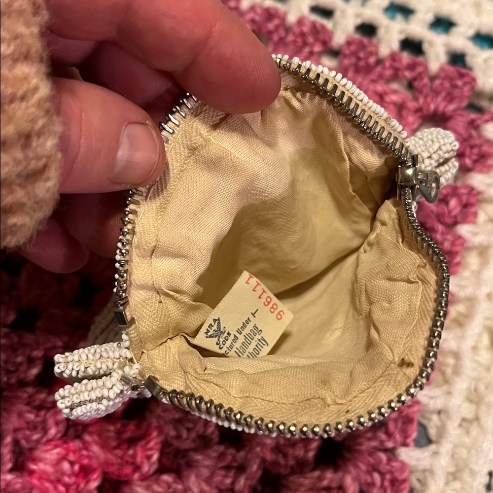 1930’s Vtg Beaded Belt Finger Loop Zip Made In France Evening Bag Purse - Picture 4 of 7